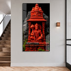 Sacred Hanuman Mandir Acrylic Wall Painting | Premium Hindu God Artwork for Spiritual Home Decoration
