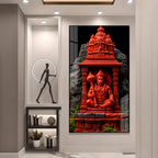 Sacred Hanuman Mandir Acrylic Wall Painting | Premium Hindu God Artwork for Spiritual Home Decoration