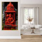 Sacred Hanuman Mandir Acrylic Wall Painting | Premium Hindu God Artwork for Spiritual Home Decoration