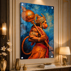 Powerful Lord Hanuman Side Profile Acrylic Wall Painting for Home Temple Decor