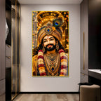 Khatu Shyam Baba Acrylic Wall Painting with Peacock Feather Crown for Home Temple & Living Room Decor