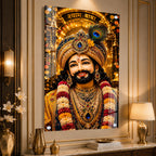 Khatu Shyam Baba Acrylic Wall Painting with Peacock Feather Crown for Home Temple & Living Room Decor