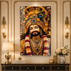 Khatu Shyam Baba Acrylic Wall Painting with Peacock Feather Crown for Home Temple & Living Room Decor