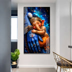Sacred Mahadev and Baby Ganesha Acrylic Wall Decor for Temple, Home and Office Interior
