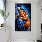 Sacred Mahadev and Baby Ganesha Acrylic Wall Decor for Temple, Home and Office Interior