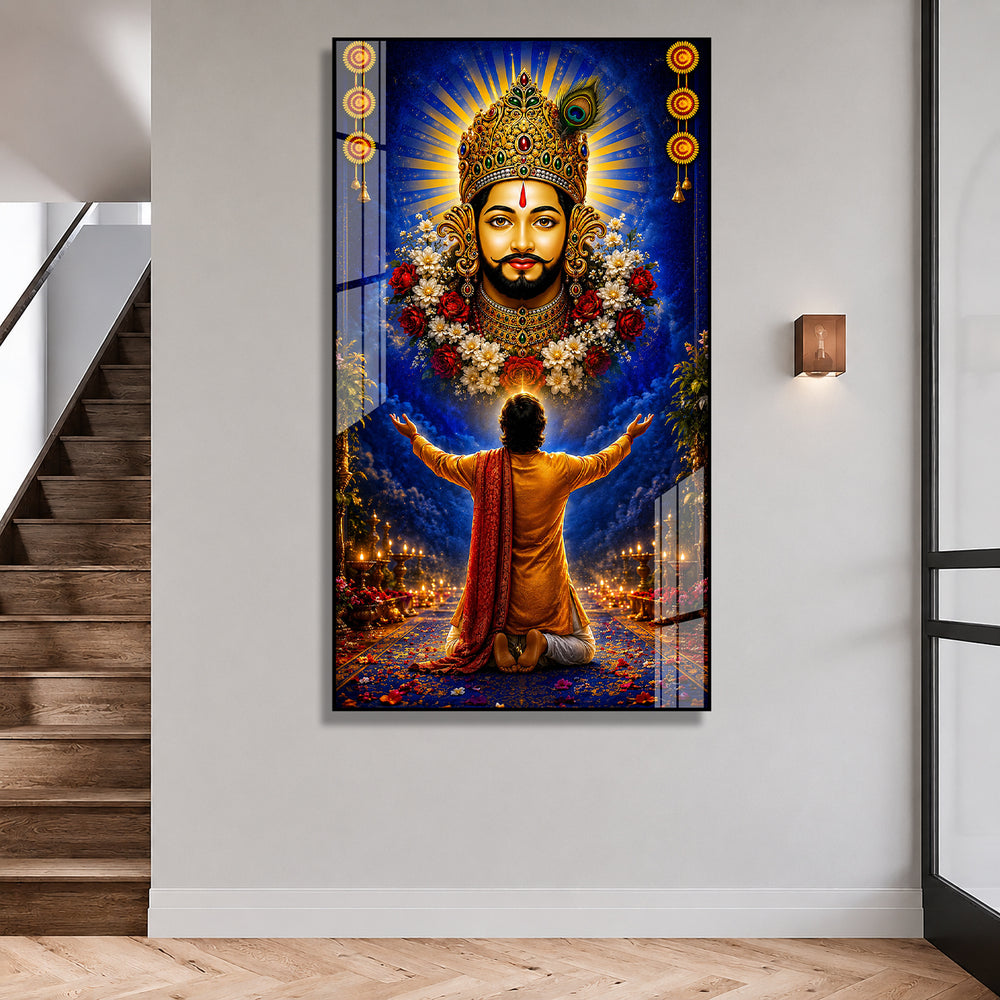 Khatu Shyam Baba Divine Blessings Acrylic Wall Painting for Home Temple Living Room Office Decor