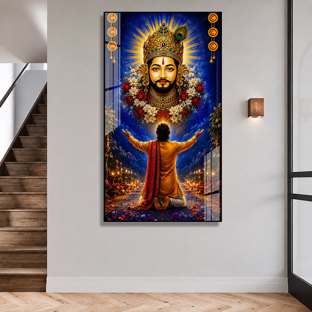 Khatu Shyam Baba Divine Blessings Acrylic Wall Painting for Home Temple Living Room Office Decor