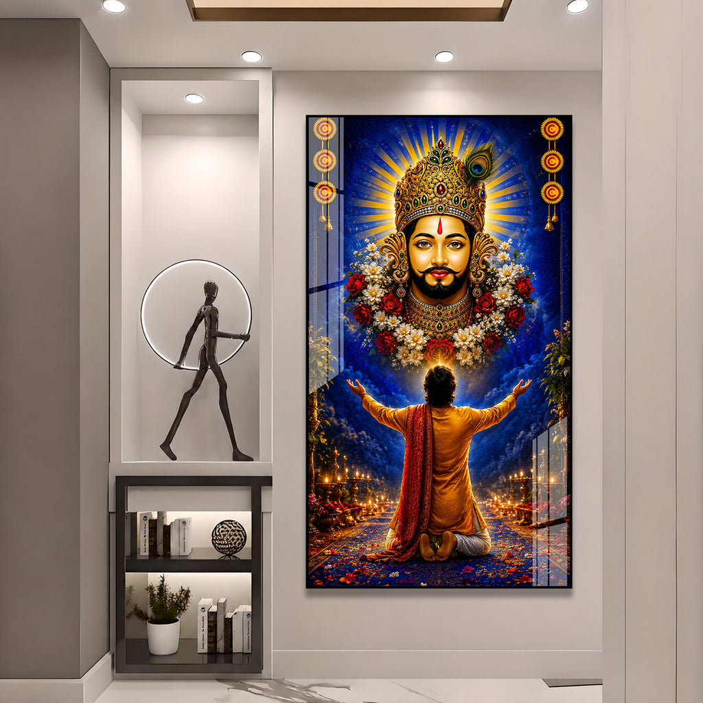 Khatu Shyam Baba Divine Blessings Acrylic Wall Painting for Home Temple Living Room Office Decor