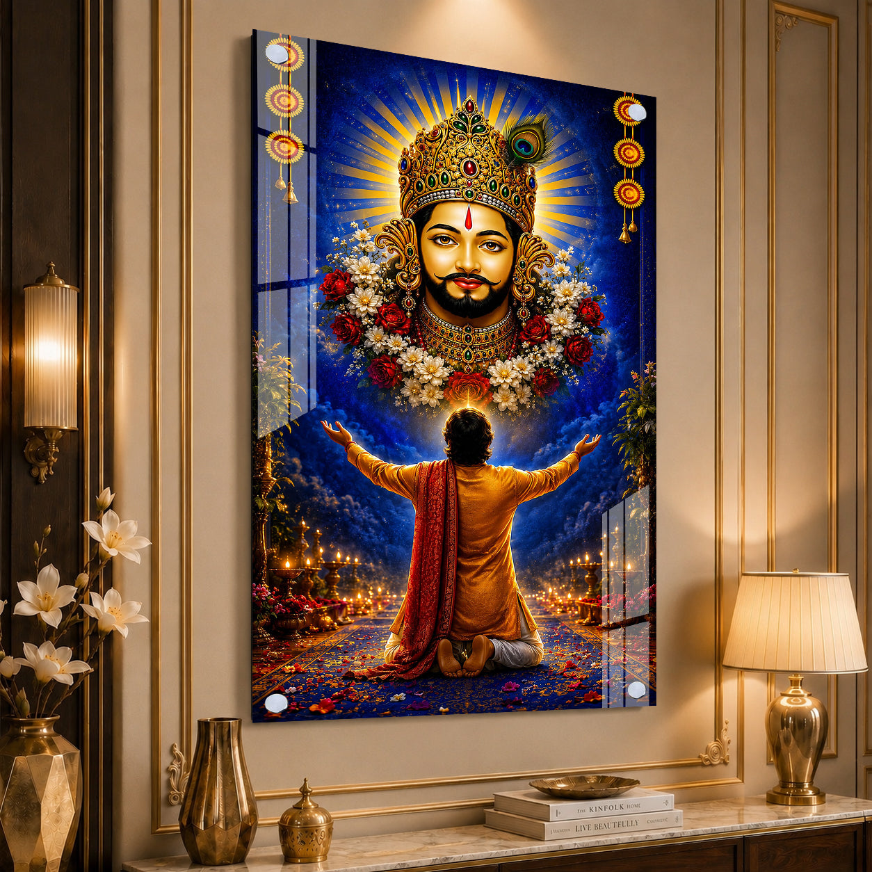 Khatu Shyam Baba Divine Blessings Acrylic Wall Painting for Home Temple Living Room Office Decor