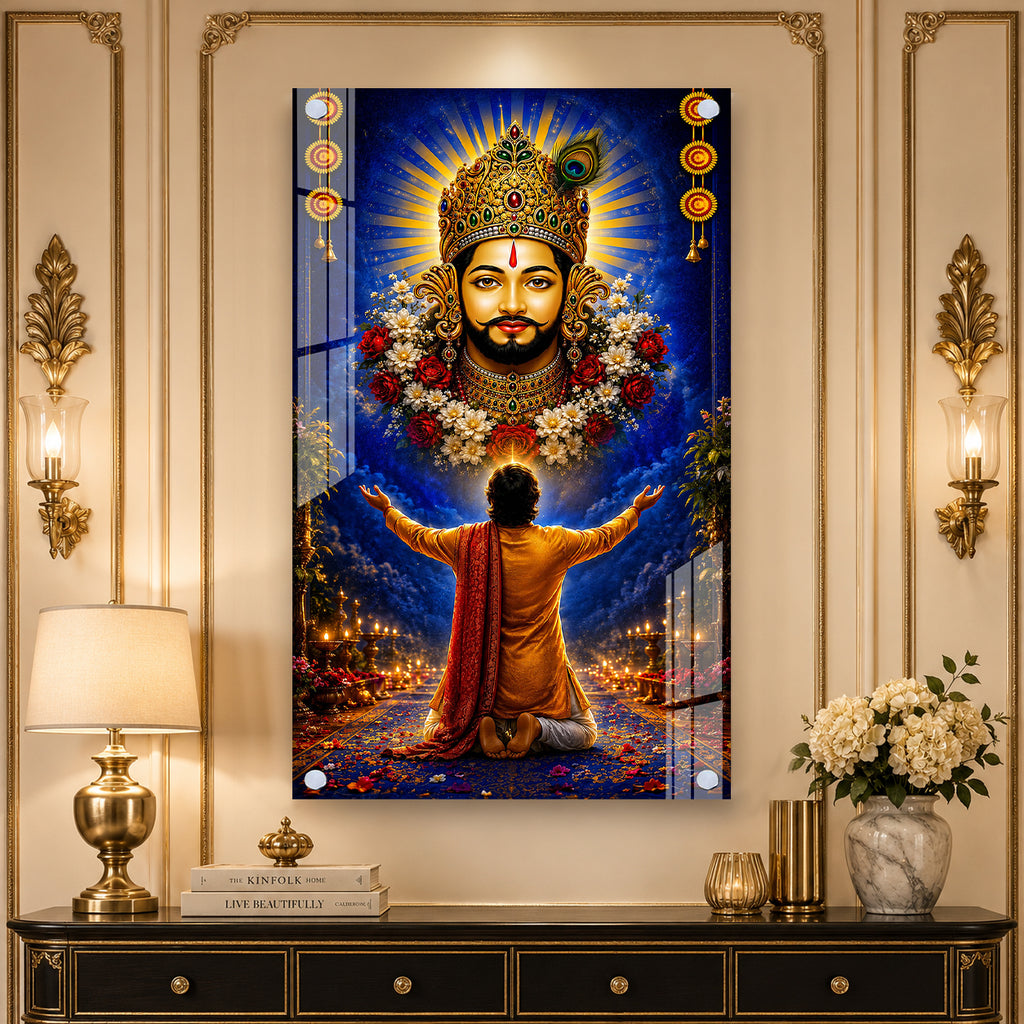 Khatu Shyam Baba Divine Blessings Acrylic Wall Painting for Home Temple Living Room Office Decor