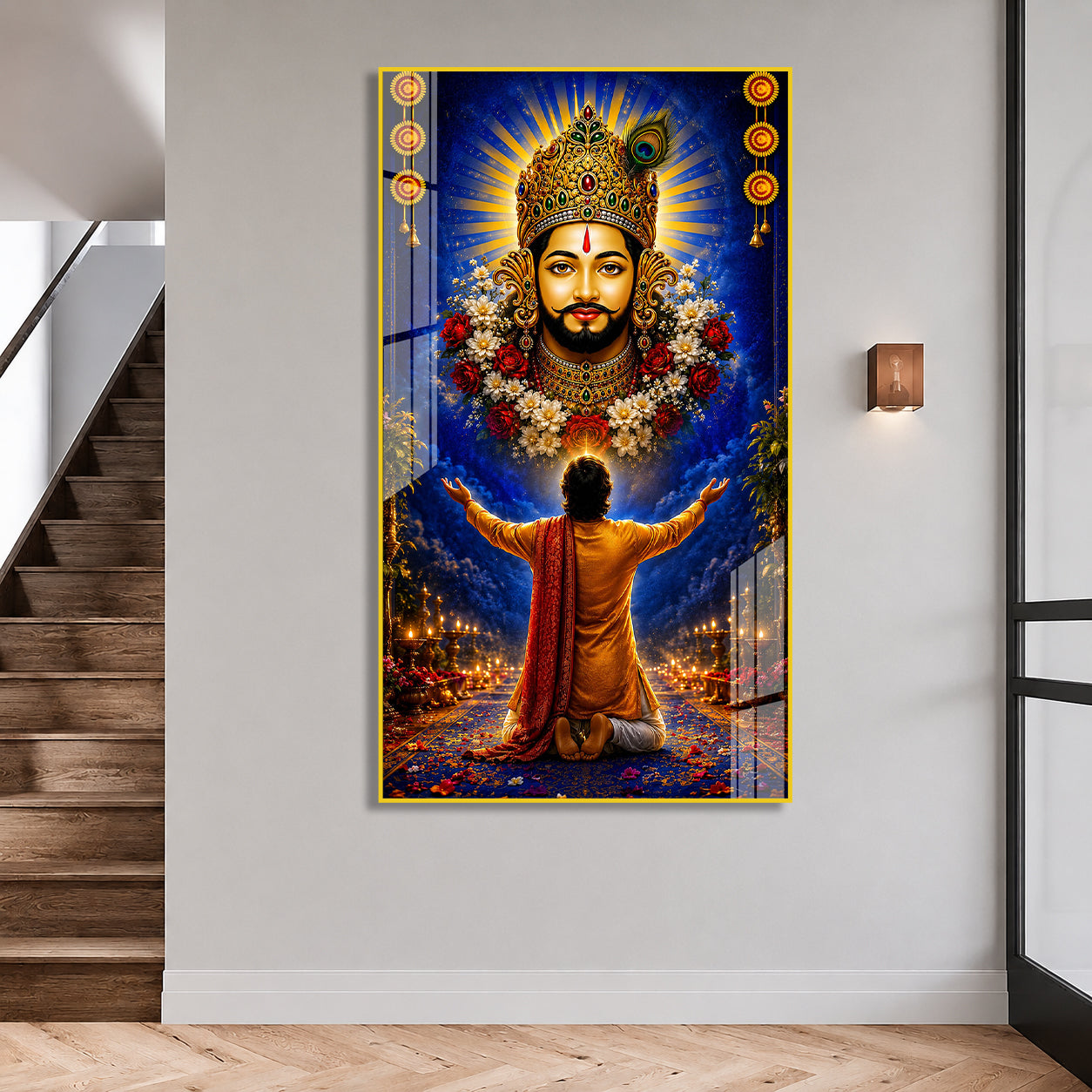 Khatu Shyam Baba Divine Blessings Acrylic Wall Painting for Home Temple Living Room Office Decor