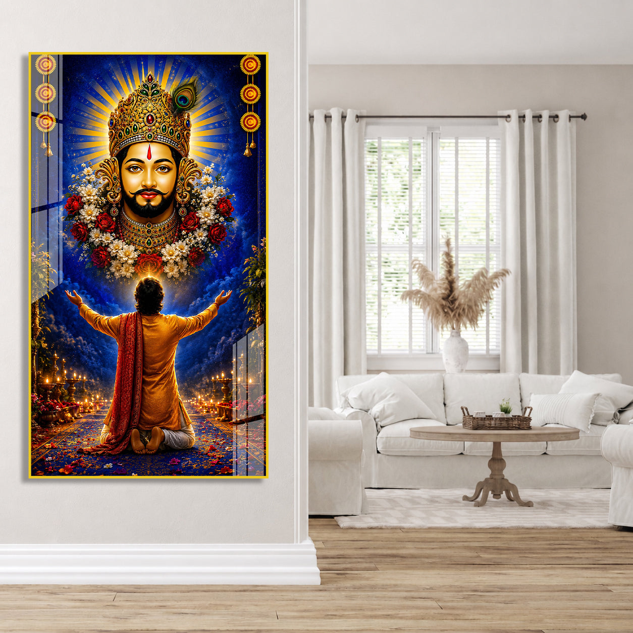 Khatu Shyam Baba Divine Blessings Acrylic Wall Painting for Home Temple Living Room Office Decor