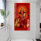 Powerful Lord Hanuman Acrylic Wall Painting for Home Temple, Living Room & Office Decor