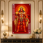 Standing Bajrangbali Hanuman Acrylic Painting | Premium Hindu Spiritual Wall Art for Living Room & Pooja Room