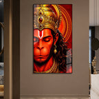 Luxury Bajrangbali Hanuman Acrylic Wall Painting with Ornate Crown for Spiritual Home Decor Gift