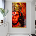 Luxury Bajrangbali Hanuman Acrylic Wall Painting with Ornate Crown for Spiritual Home Decor Gift