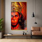 Divine Lord Hanuman Half Face Acrylic Wall Painting for Home Temple and Spiritual Decor