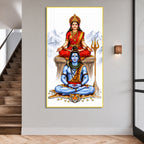 Elegant Mahadev and Mata Parvati Acrylic Wall Painting with Trishul for Home Temple Decoration