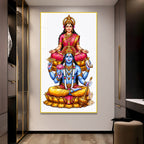 Elegant Lakshmi Narayan Acrylic Wall Painting with Lotus Throne for Spiritual Home Decoration