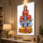 Elegant Lakshmi Narayan Acrylic Wall Painting with Lotus Throne for Spiritual Home Decoration