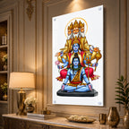 Sacred Hindu Trimurti Acrylic Wall Art Featuring Brahma Vishnu Shiva for Home and Mandir Decor