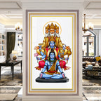 Sacred Hindu Trimurti Acrylic Wall Art Featuring Brahma Vishnu Shiva for Home and Mandir Decor