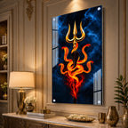 Premium Lord Shiva Trishul with Cobra Acrylic Painting for Religious Wall Decoration and Mandir