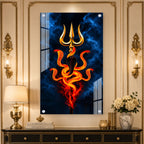 Premium Lord Shiva Trishul with Cobra Acrylic Painting for Religious Wall Decoration and Mandir