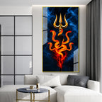 Premium Lord Shiva Trishul with Cobra Acrylic Painting for Religious Wall Decoration and Mandir