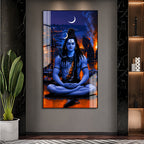 Elegant Mahakal Meditation Acrylic Wall Painting for Hindu Home, Temple and Office Wall Decor