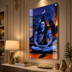 Elegant Mahakal Meditation Acrylic Wall Painting for Hindu Home, Temple and Office Wall Decor