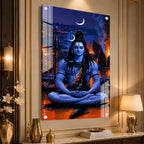 Elegant Mahakal Meditation Acrylic Wall Painting for Hindu Home, Temple and Office Wall Decor