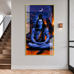 Elegant Mahakal Meditation Acrylic Wall Painting for Hindu Home, Temple and Office Wall Decor