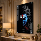 Premium Lord Shiva Artistic Portrait Acrylic Wall Decor with Sacred Tripundra and Tilak