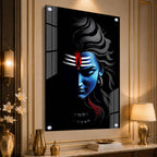Premium Lord Shiva Artistic Portrait Acrylic Wall Decor with Sacred Tripundra and Tilak