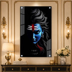 Premium Lord Shiva Artistic Portrait Acrylic Wall Decor with Sacred Tripundra and Tilak