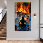 Divine Lord Shiva Meditation at Manikarnika Ghat Acrylic Wall Painting for Spiritual Home Decor