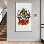 Luxury Lord Hanuman Embracing Shri Ram and Lakshmana Acrylic Painting for Spiritual Home Decor