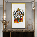 Luxury Lord Hanuman Embracing Shri Ram and Lakshmana Acrylic Painting for Spiritual Home Decor