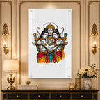 Luxury Lord Hanuman Embracing Shri Ram and Lakshmana Acrylic Painting for Spiritual Home Decor