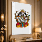 Luxury Lord Hanuman Embracing Shri Ram and Lakshmana Acrylic Painting for Spiritual Home Decor
