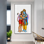 Divine Lord Rama Embracing Hanuman Acrylic Wall Painting for Home Temple and Spiritual Decor