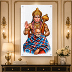 Divine Lord Hanuman Blessing Neem Kirolii Baba Acrylic Wall Painting for Home Temple Decor