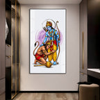 Divine Lord Rama Blessing Devotee Hanuman Acrylic Wall Painting for Home Temple and Spiritual Decor