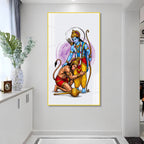 Divine Lord Rama Blessing Devotee Hanuman Acrylic Wall Painting for Home Temple and Spiritual Decor