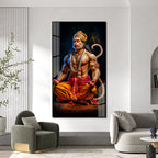 Lord Hanuman Acrylic Painting with Powerful Aura | Bajrangbali Wall Decor for Home & Office
