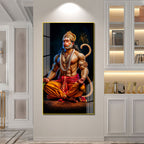 Lord Hanuman Acrylic Painting with Powerful Aura | Bajrangbali Wall Decor for Home & Office