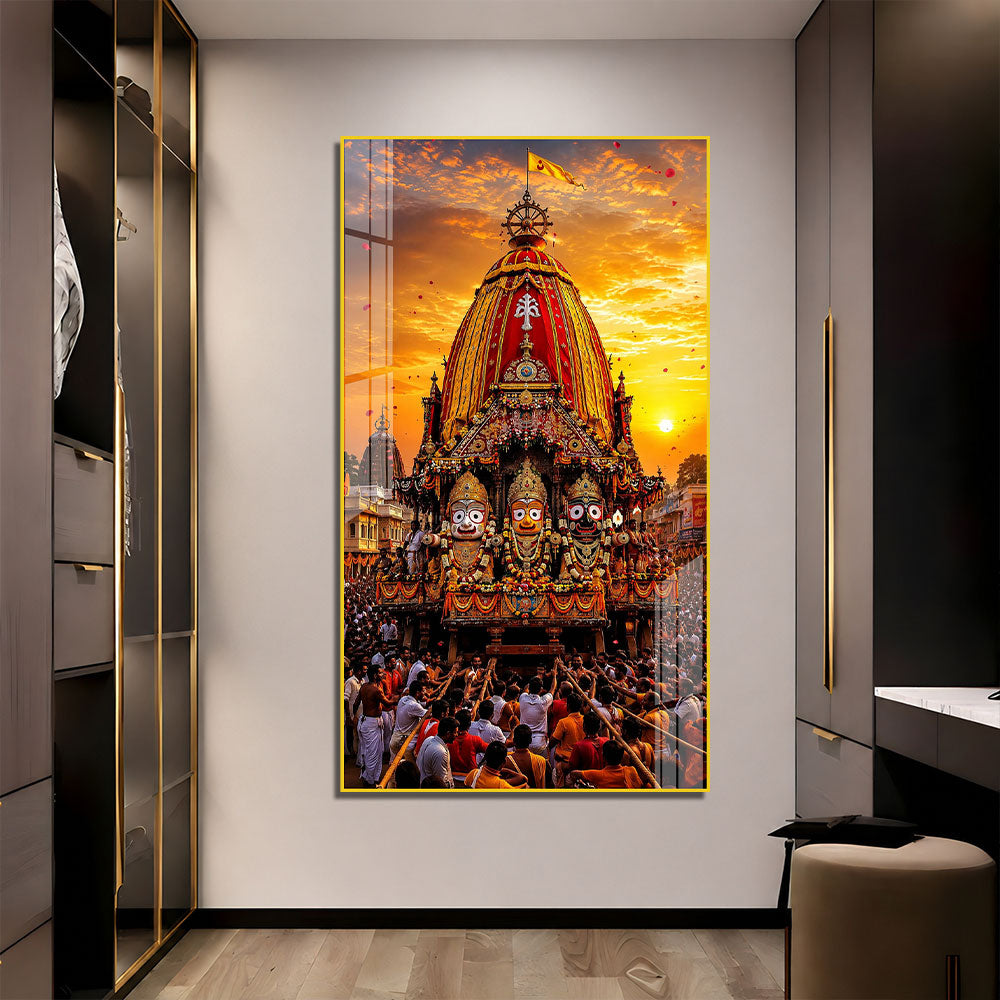 Lord Jagannath Rath Yatra Premium Acrylic Wall Art | Religious Painting for Home Decoration