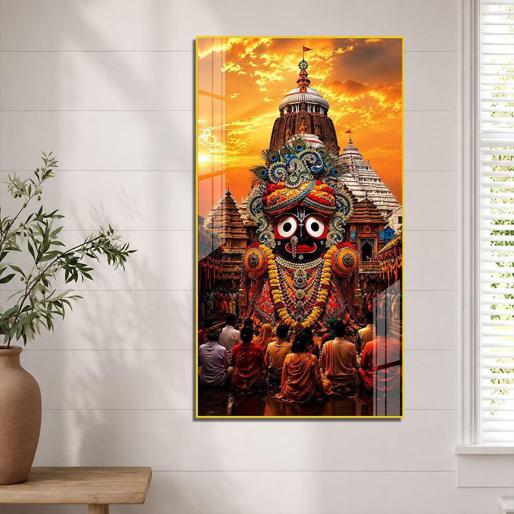 Jagannath Ji Puri Temple Acrylic Wall Art Painting | Divine Religious Home Temple Decoration