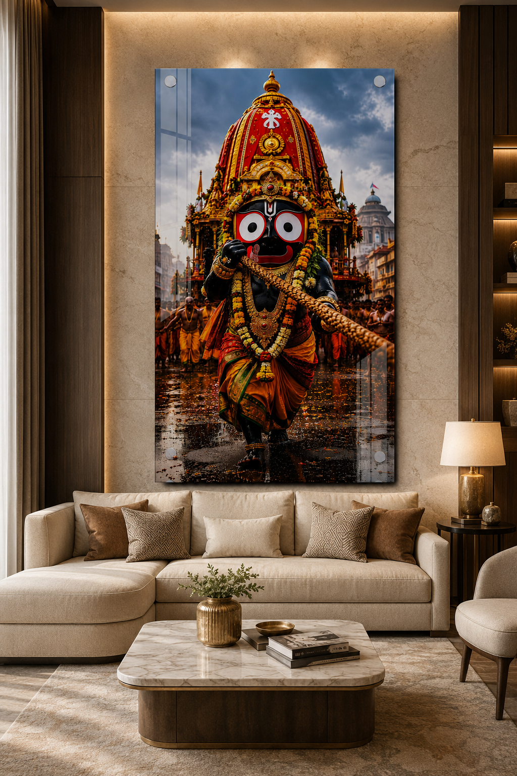 Jagannath Ji Premium Acrylic Wall Painting | Puri Rath Yatra Religious Art for Home & Office